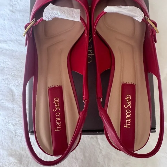 Franco Sarto Red Pointed Toe Kloe Slingbacks Size 10 - Picture 4 of 7